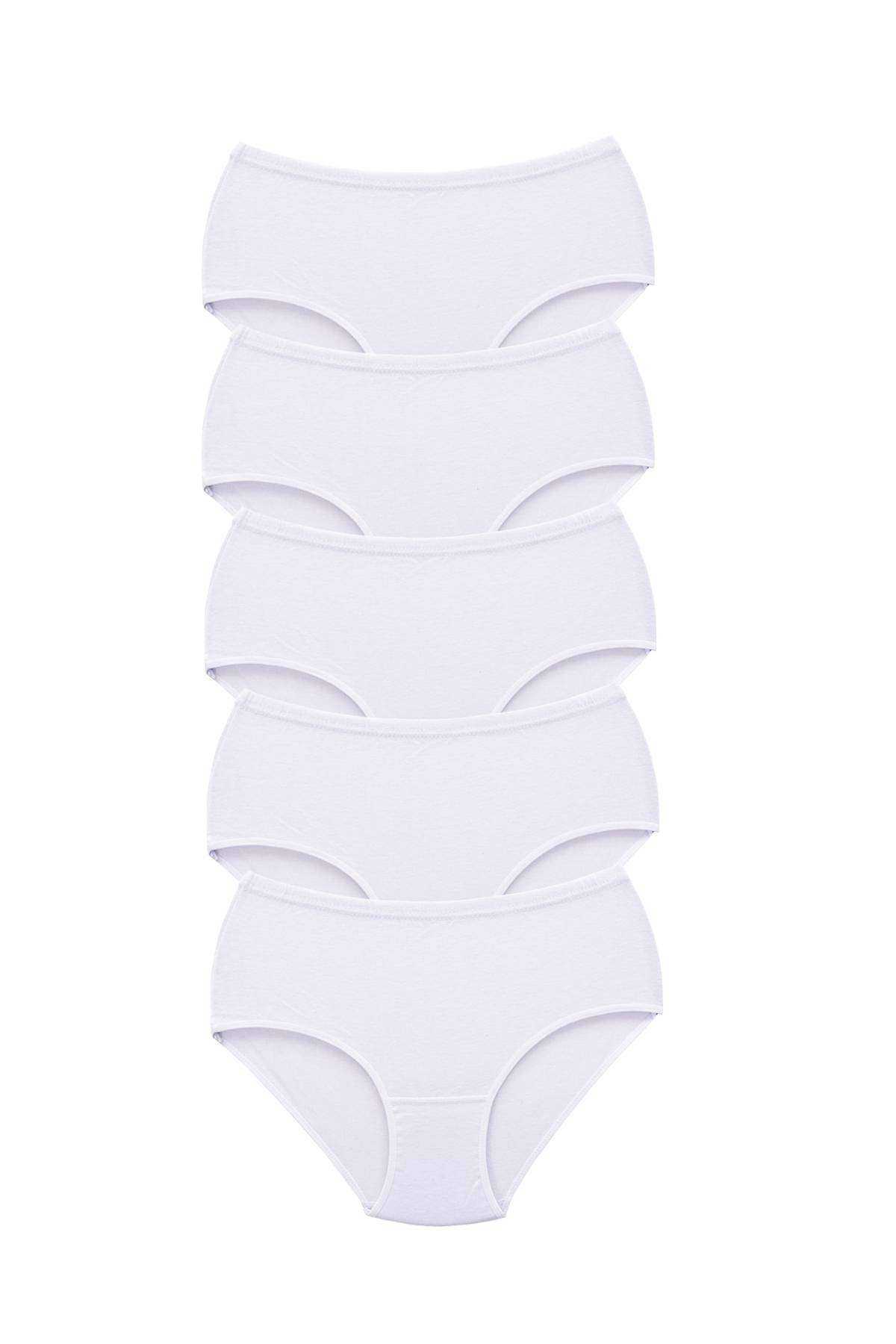 5Pcs Women High Waist Bato Thick Rubber Panties White