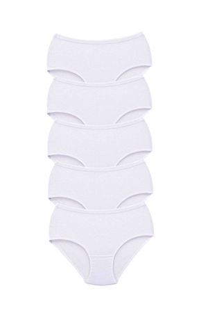 5Pcs Women High Waist Bato Thick Rubber Panties White