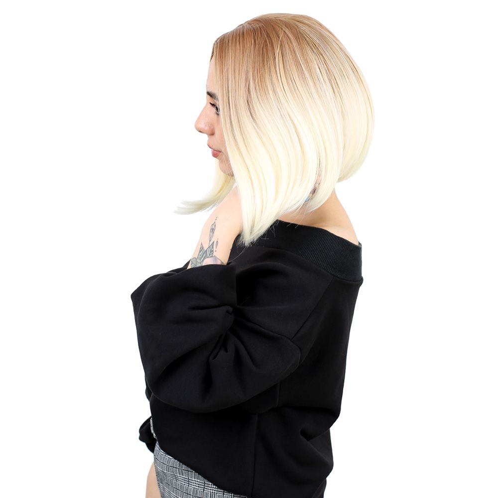 Straight Straight Short Kanekalon Fiber Synthetic Wig without bangs / Balkan / Platinum Ombré