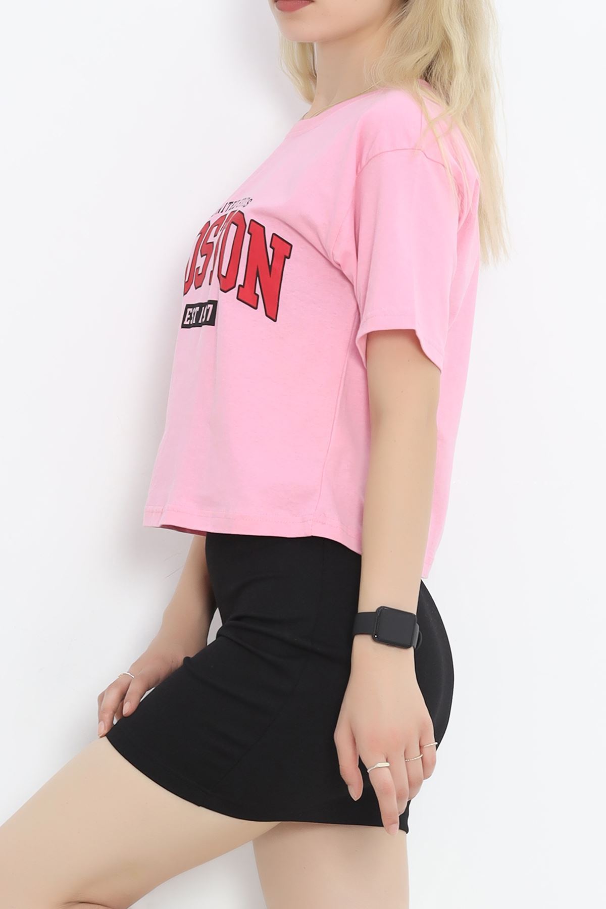 Printed Crop T-shirt Pink