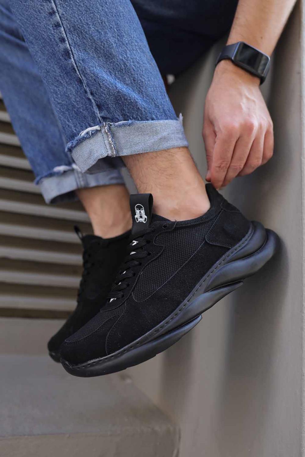 Sneakers Shoes Black Suede (Black Sole)