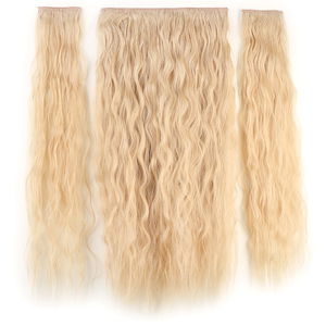 Kanekalon Fiber Synthetic Embossed Wavy Half Moon + 2 Side Hair Snaps / Pumpkin White Platinum Highlights