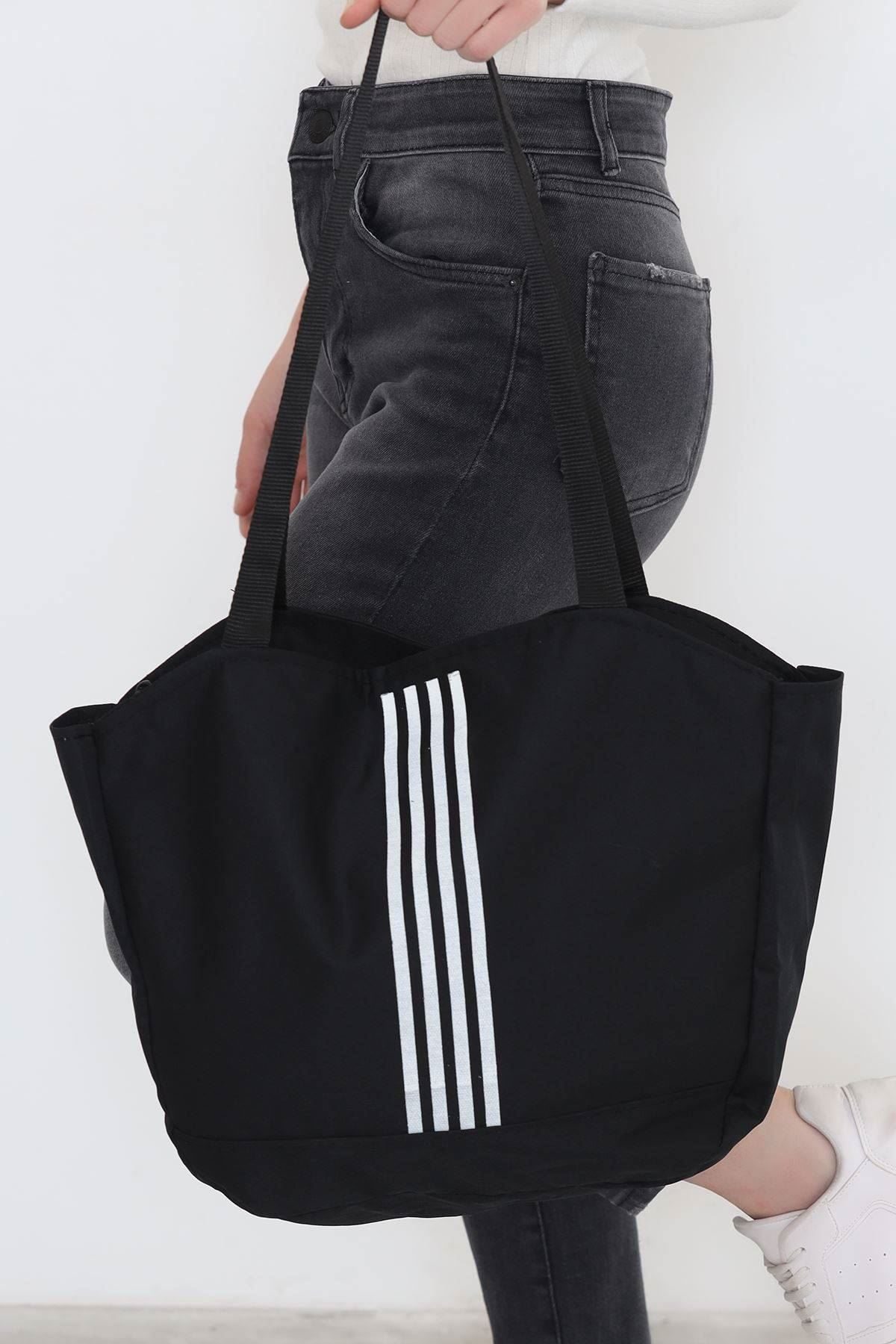 Large Bag with Shoulder Strap Black and White