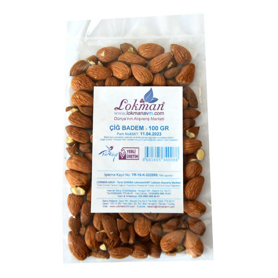 Natural Raw Sweet Almond 100 Gr Package