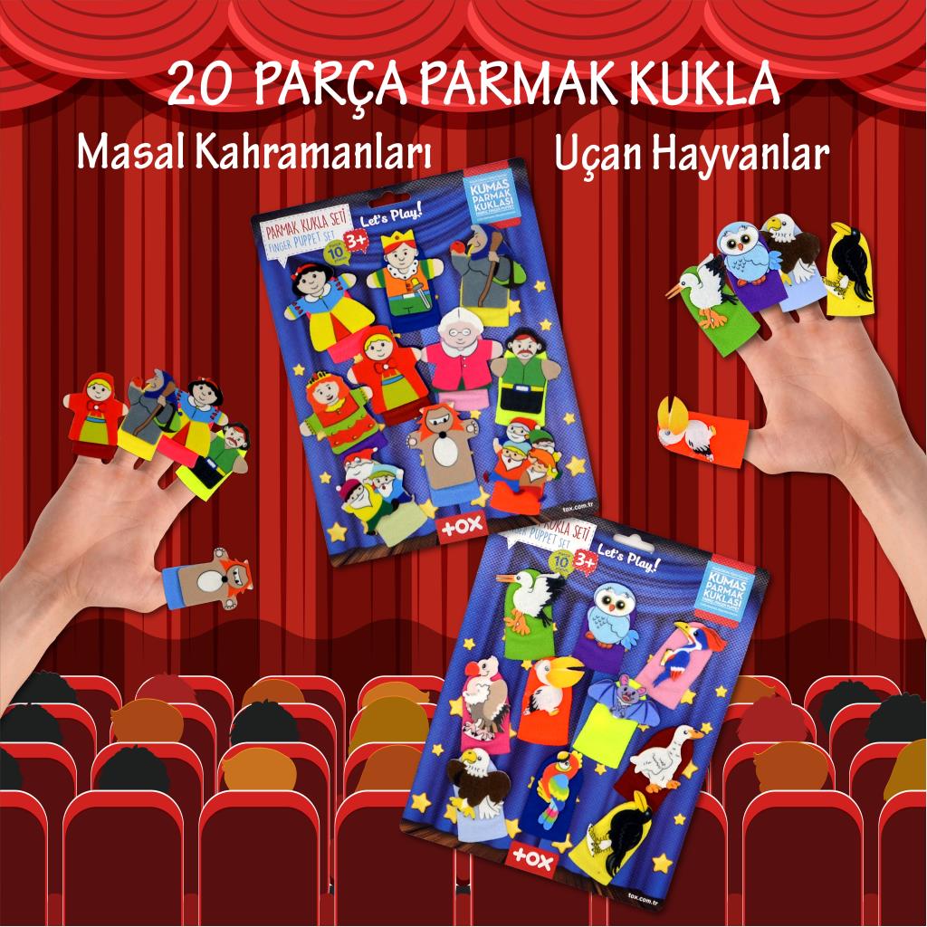 2 Sets - 20 Pieces Fairy Tale Heroes and Flying Animals Finger Puppet