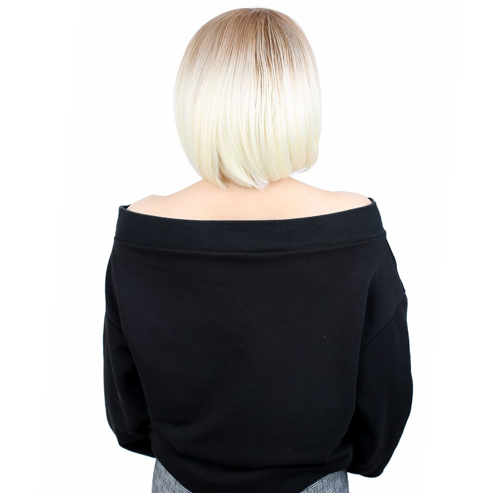 Straight Straight Short Kanekalon Fiber Synthetic Wig without bangs / Balkan / Platinum Ombré