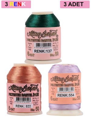 3 Pieces Altinbasak Oya and Lace Floss 20 gr - Turk - No: 822 - 554 - 137