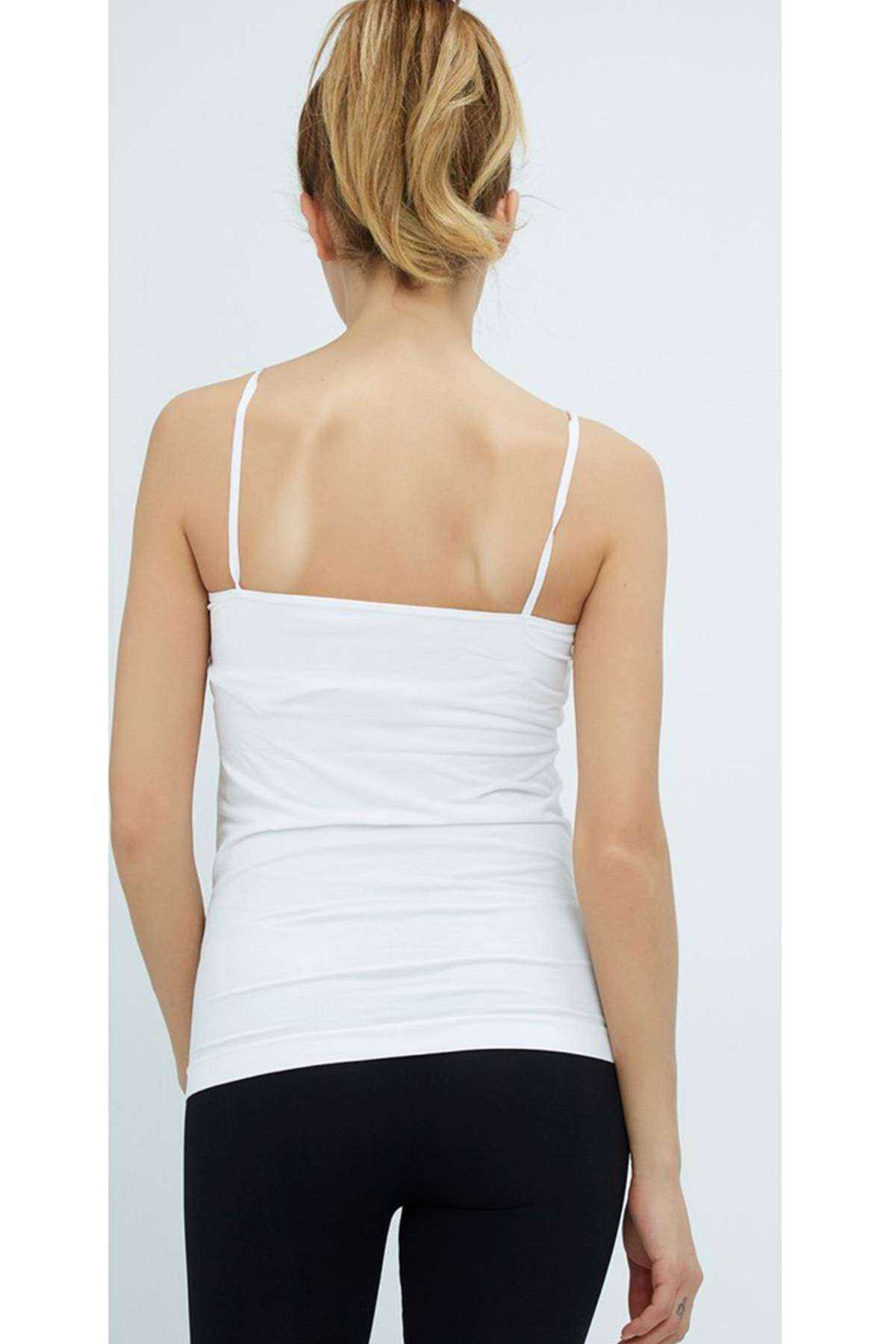 Elite Life Women's Non-marking Long White Tank Top with Drawstring Straps 846