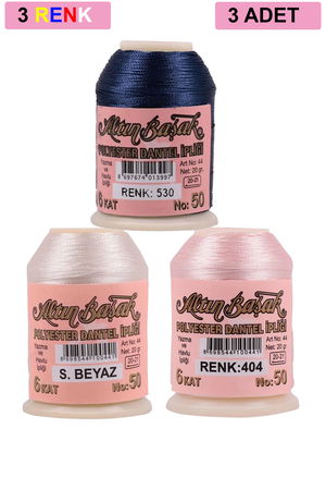 3 Pieces Altinbasak Oya and Lace Floss 20 gr - Turk - No: Ş.WHITE - 404 - 530