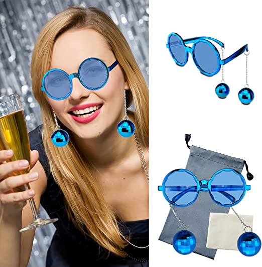 Blue Color Disco Bulk Earrings Shiny New Year Party Goggles