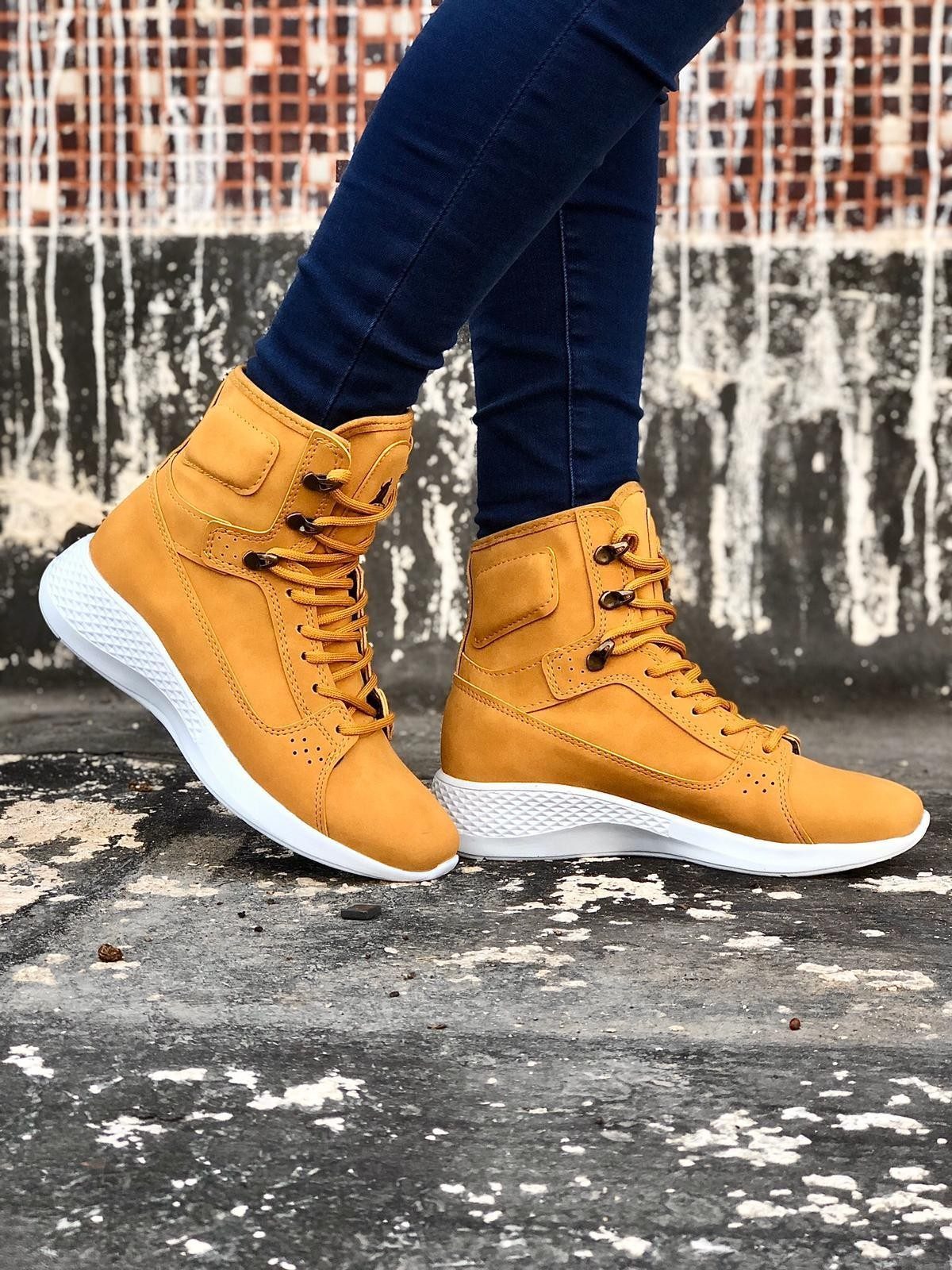 Lace-up Camel Yellow Short Boxer Unisex Sport Boots