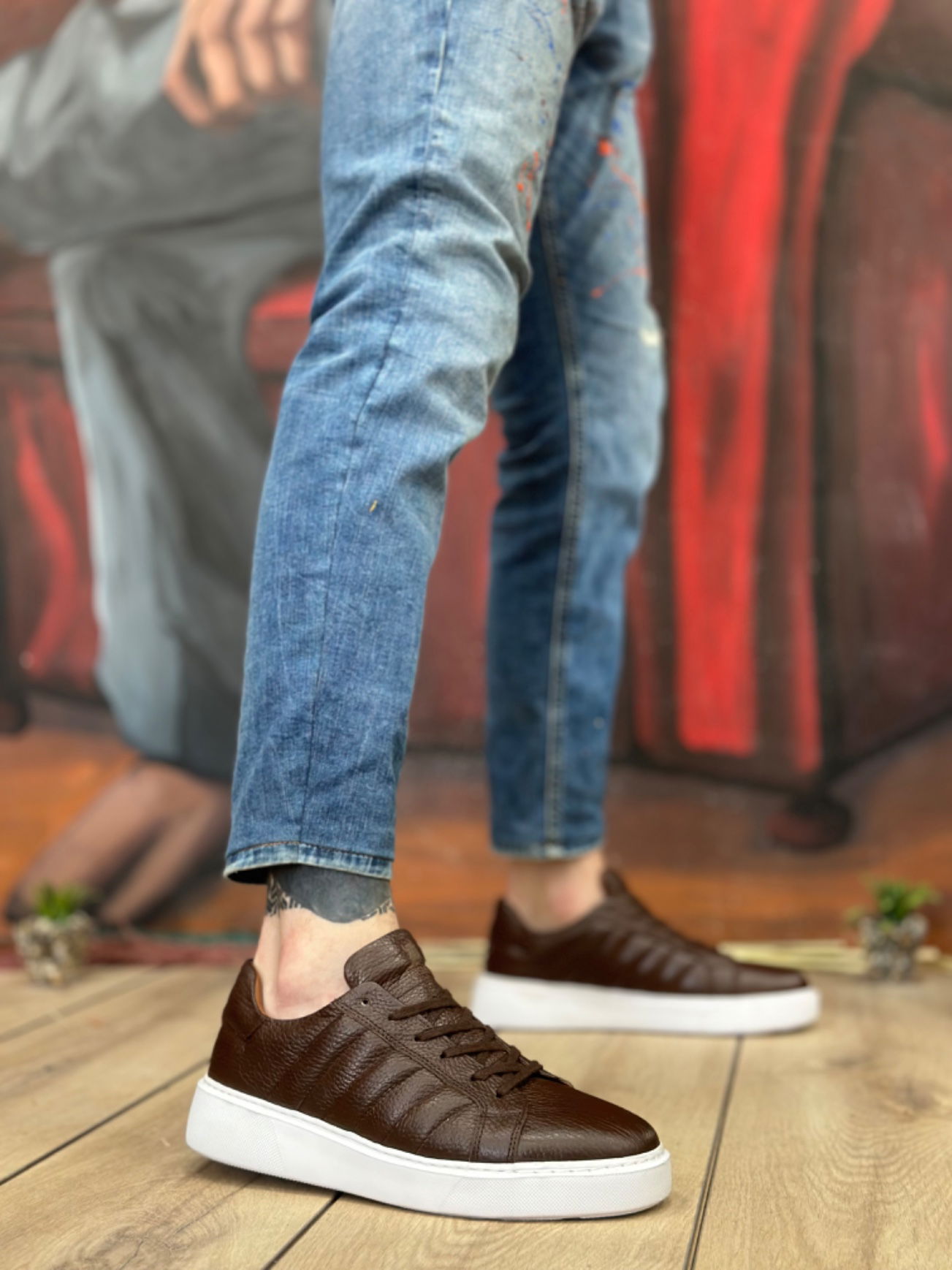 Inside Out Genuine Leather Lace-up Brown Casual Men's Shoes