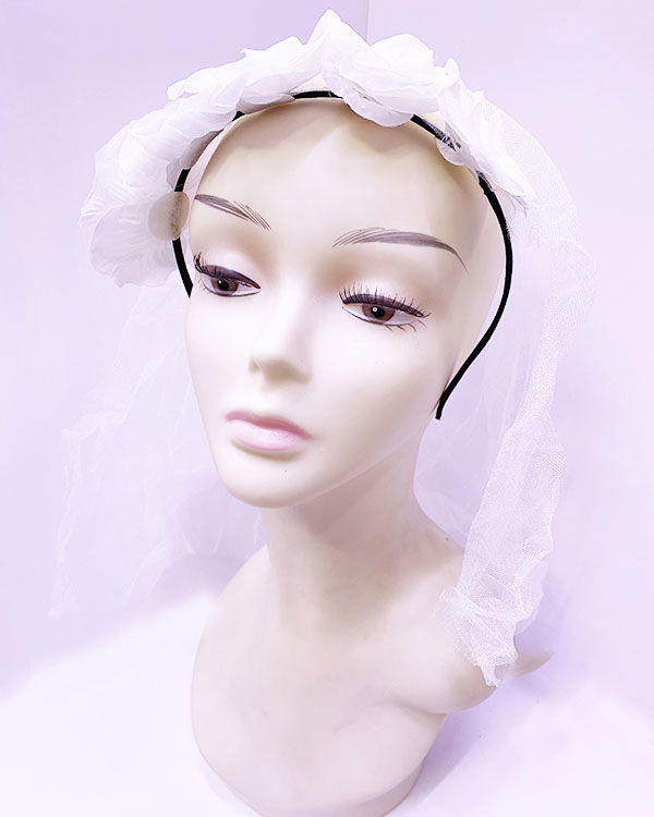 White Floral Party Crown with Long Veil