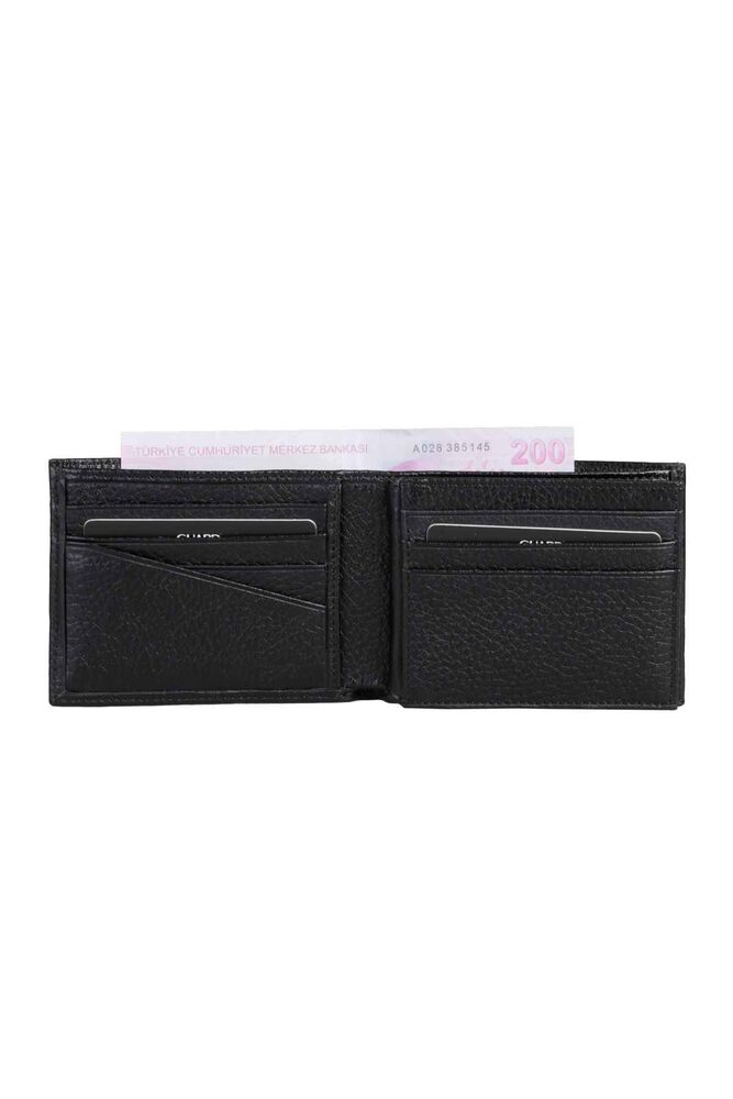 Black Genuine Leather Horizontal Men's Wallet with Pisot