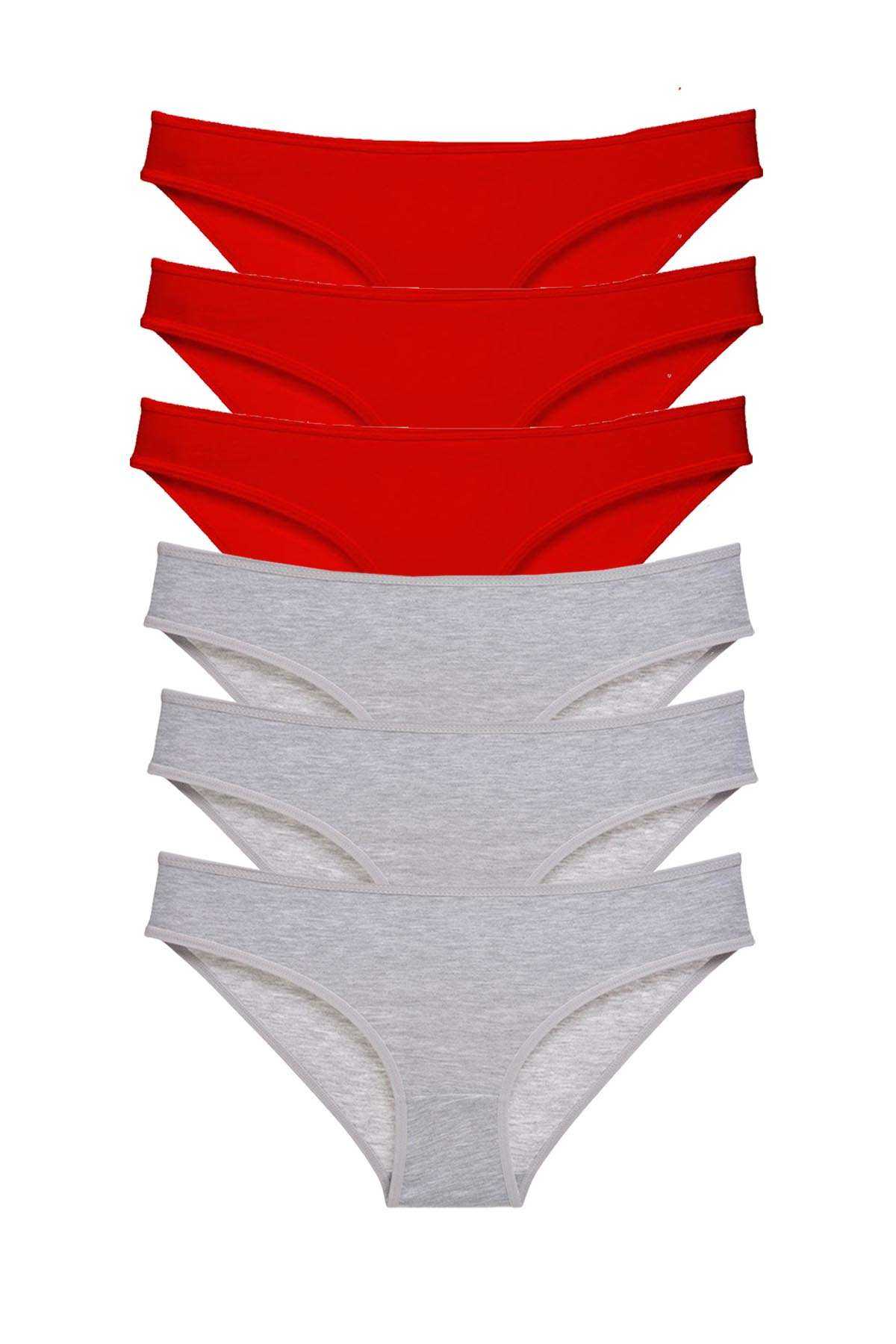 6pcs Eco Set Lycra Women Slip Panties Red Gray