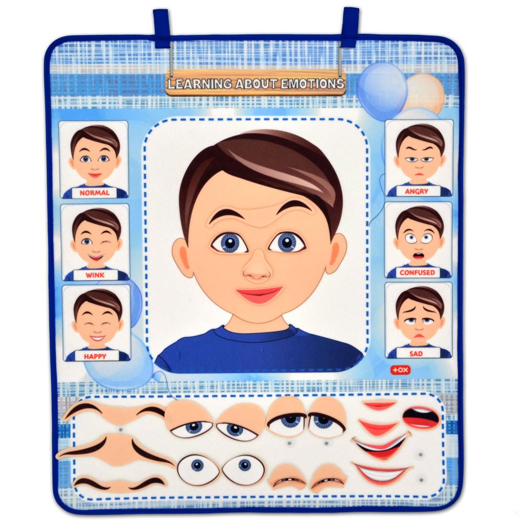 Learning English Emotions Felt Velcro Wall Board (Male) , Educational Toy