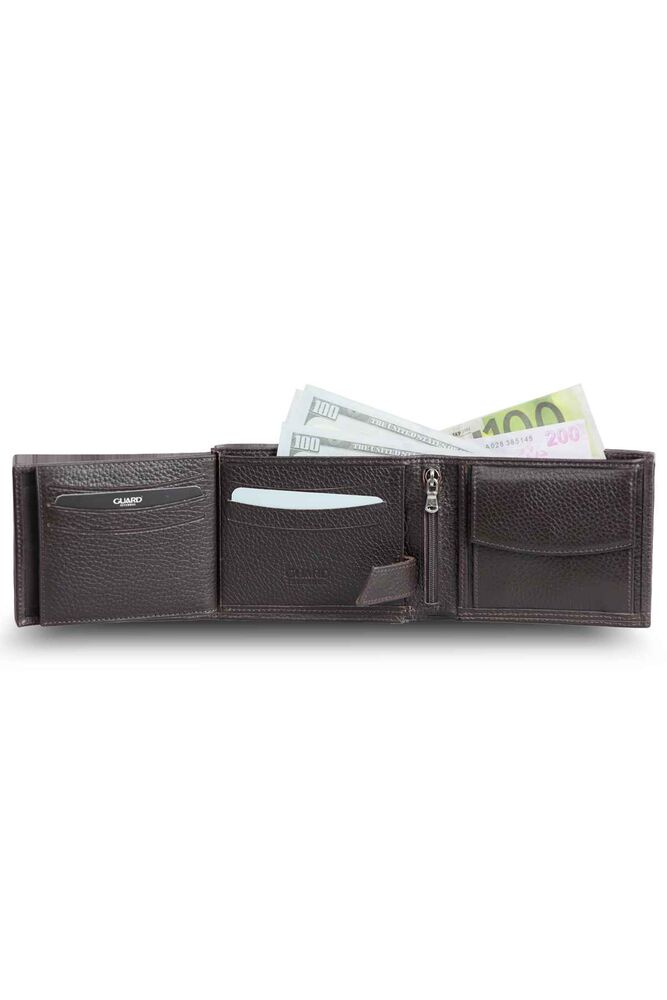 Brown Leather Men's Wallet with Coin Compartment