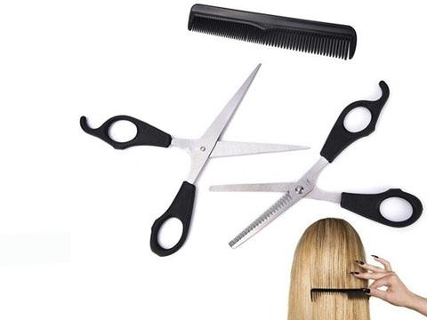 Barber Shaving Set - Scissors Comb Apron - 4 Piece Special Set