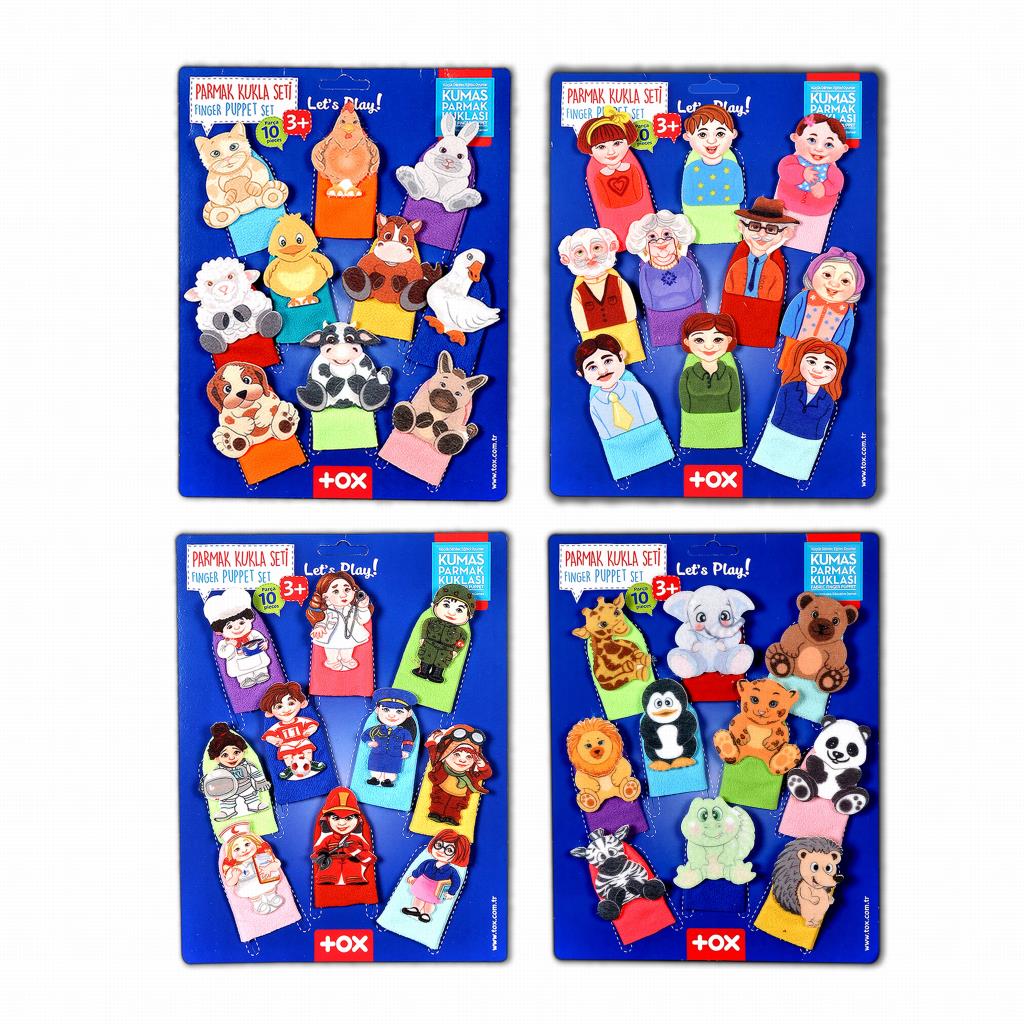 4 Sets - 40 Pieces Professions, Family Members, Domestic and Wild Animals Finger Puppet