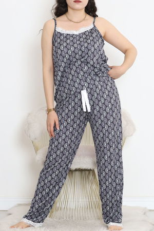 Stringed Battal Pajama Set Navy Blue