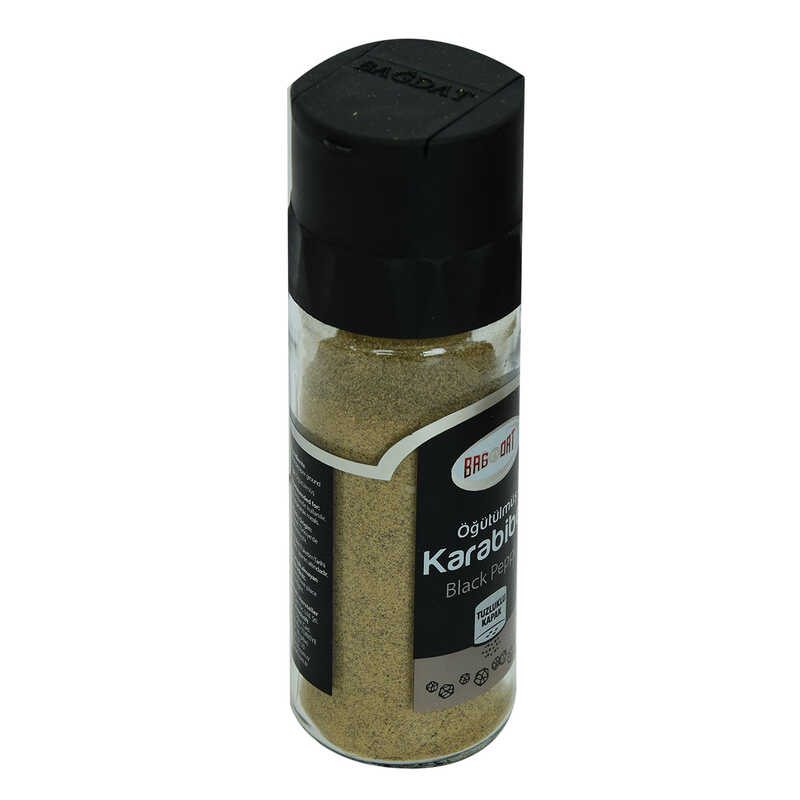 Glass Bottle with Salt Shaker Lid Natural Ground Black Pepper 55 Gr