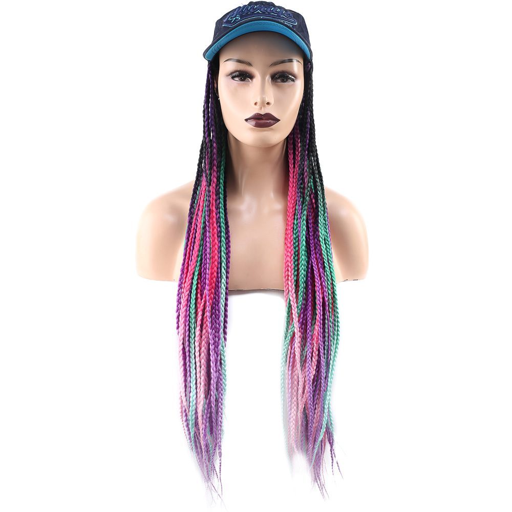 Navy Blue Hat Look Mesh Wig / Mixed Color