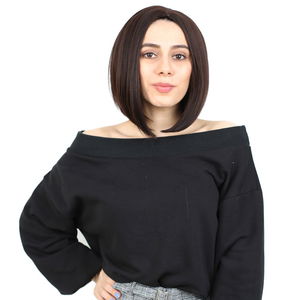 Straight Short Kanekalon Fiber Synthetic Wig without bangs / Dark Brown