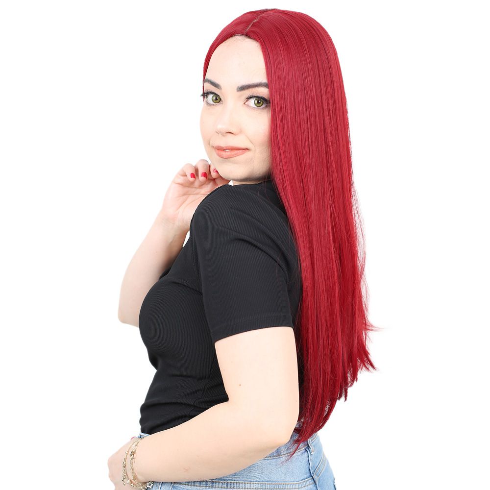 Kanekalon Fiber Synthetic Long Straight Wig / Red