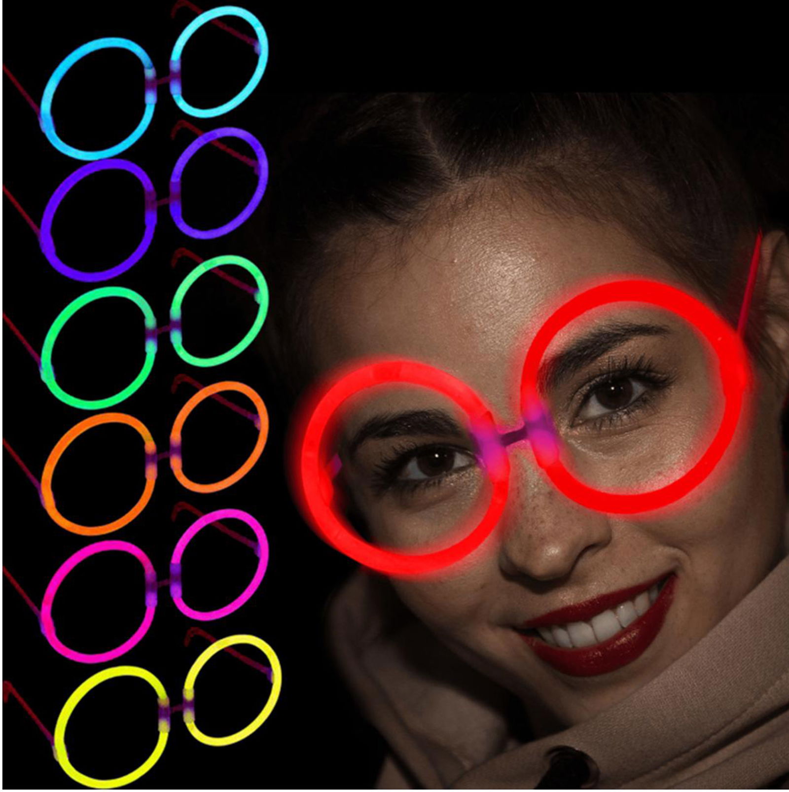 Glow Stick Round Glasses - Glow Party Glasses - Glow Stick Glasses 12 Pcs