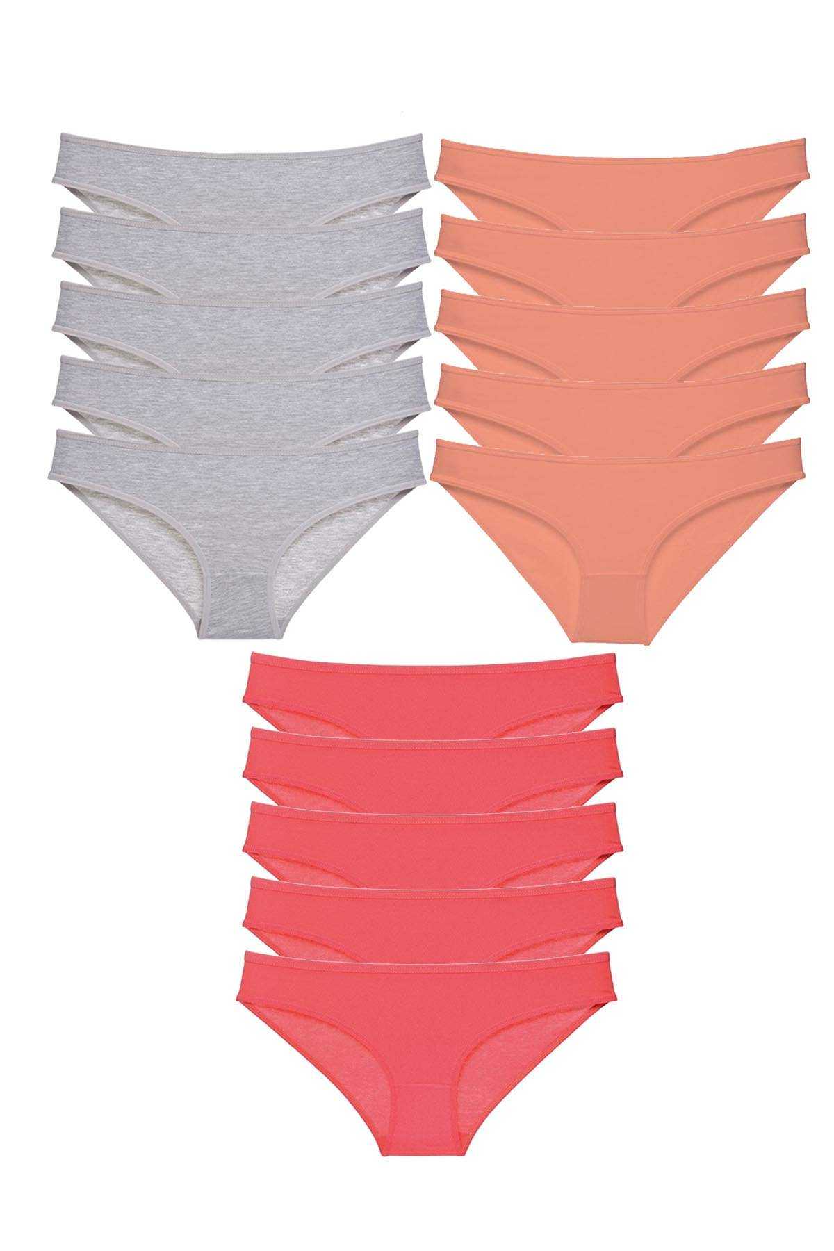 15pcs Super Eco Set Lycra Women Slip Panties Gray Powder Fuchsia