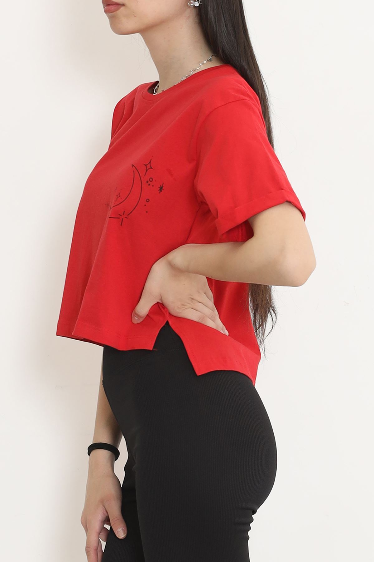 Printed Crop T-shirt Red