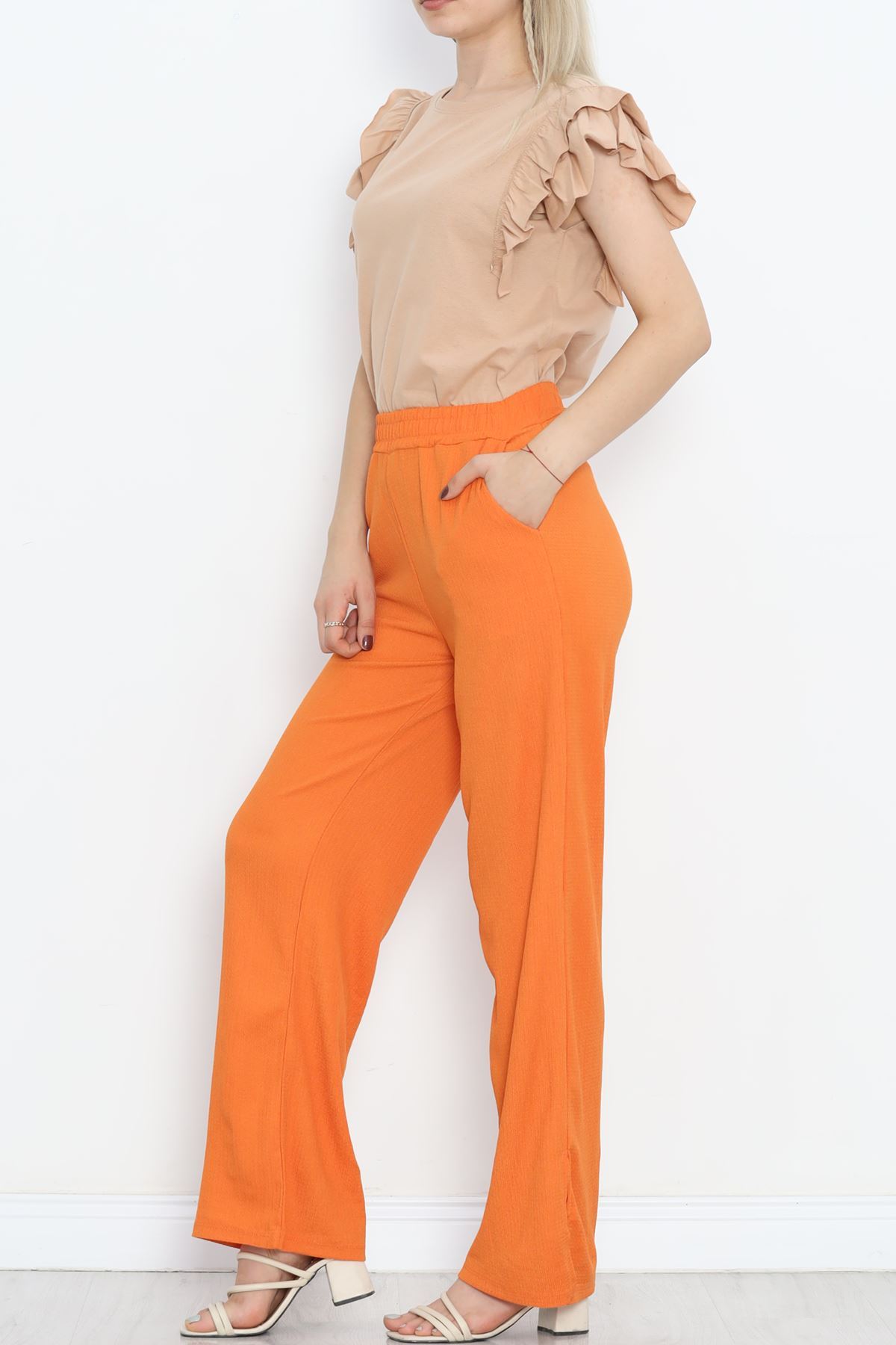 Cuff Slit Burgundy Trousers Oranj