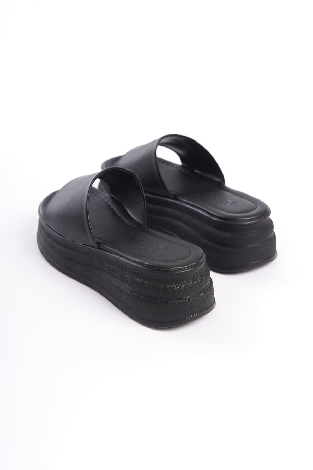 CLZ948 Flat Heeled Thick and Orthopedic Sole Women's Slippers ST Black