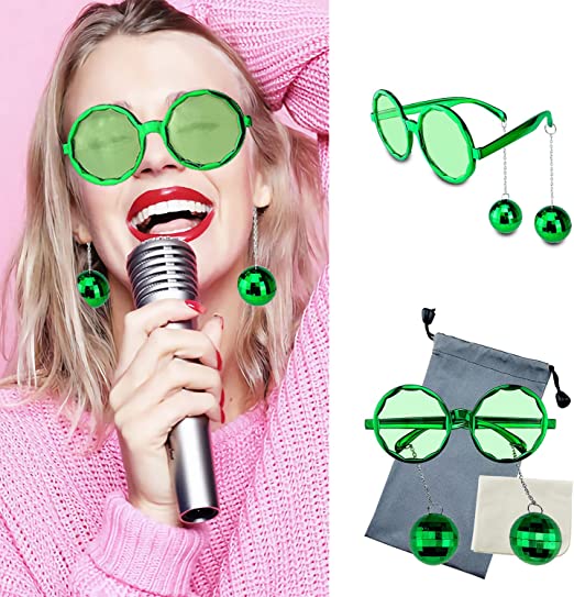 Disco Bulk Earrings Party Goggles Green Color