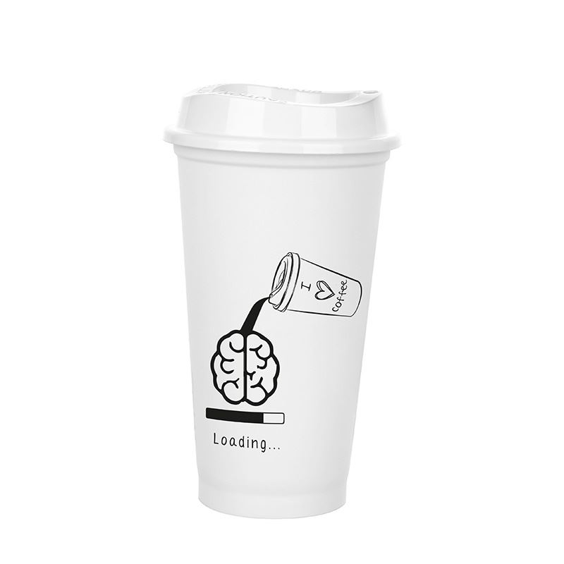 Coffee Glass - White with Lid 473 ml