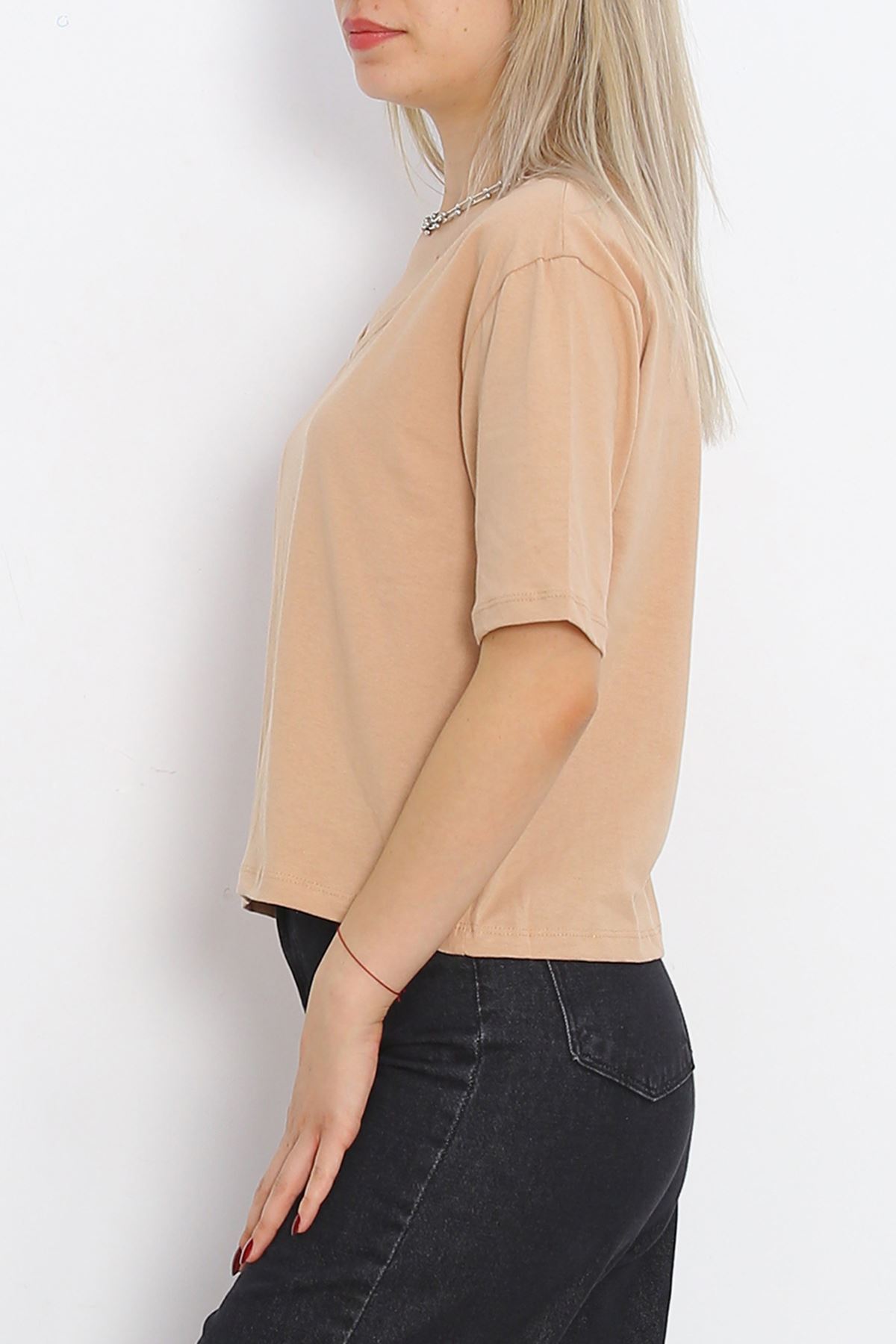 V-Neck T-Shirt Beige