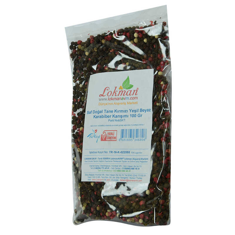 Pure Natural Grain Red Green White Pepper Mix 100 Gr Package