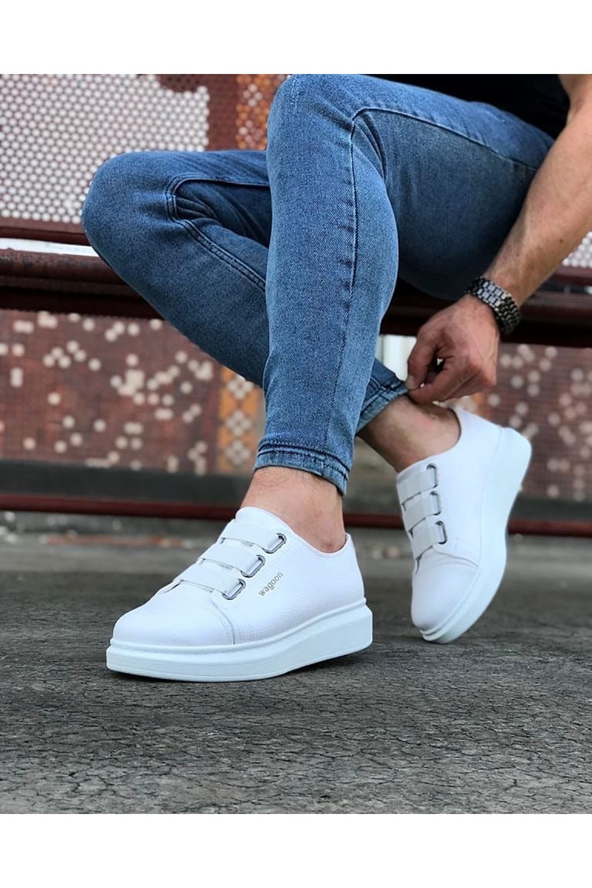 White Thick Sole Casual Men's Shoes