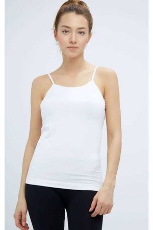 Elite Life Women's Non-marking Long White Tank Top with Drawstring Straps 846