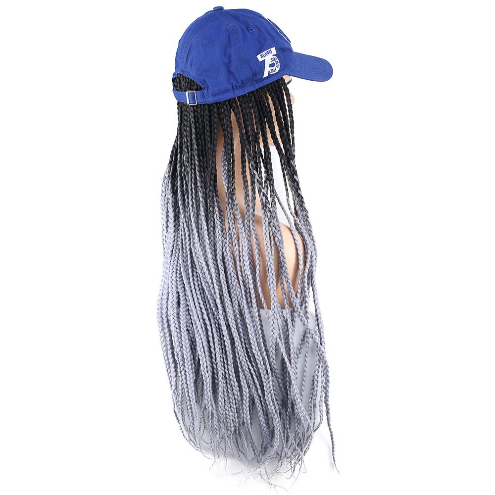 Blue Hat Look Mesh Wig / Black / Light Gray Ombré