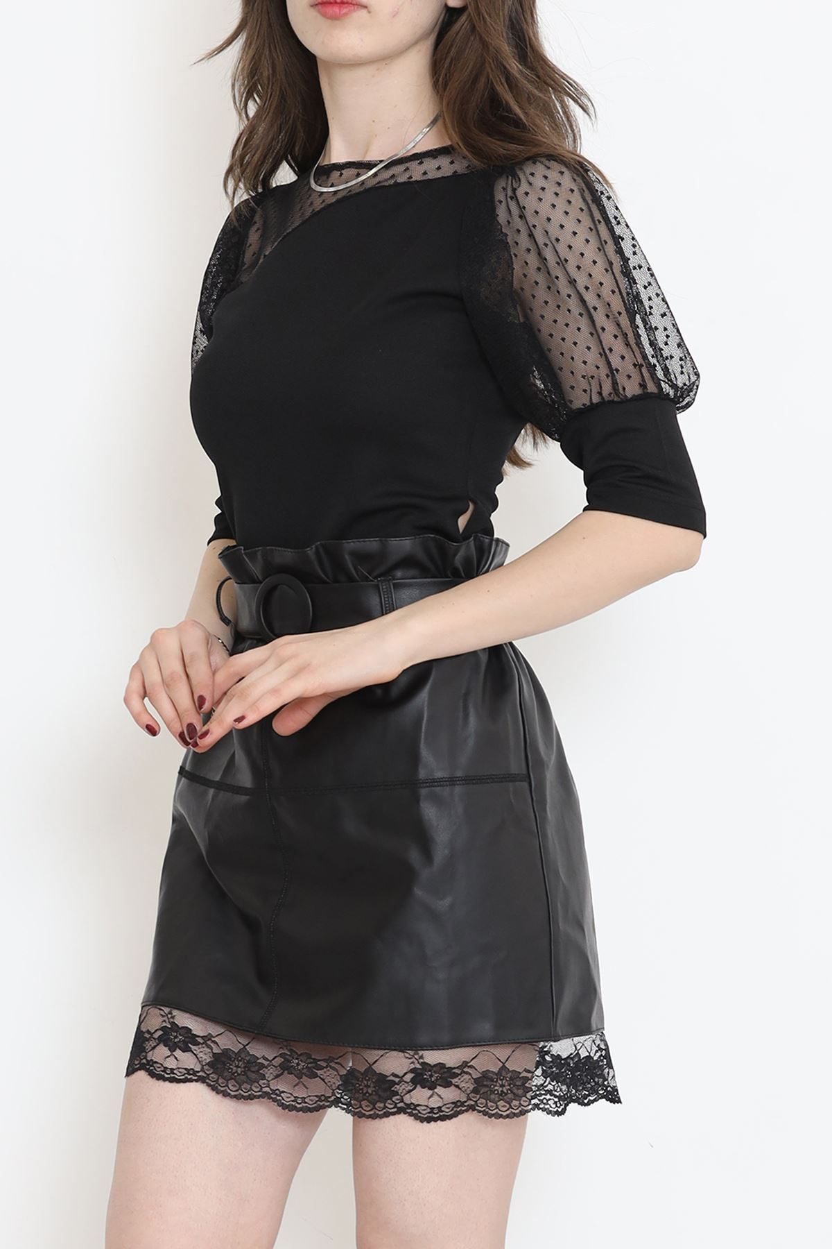 Shoulder Tulle Detail Blouse Black