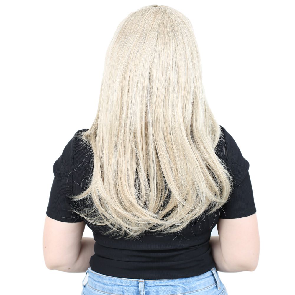 Kanekalon Fiber Synthetic Medium Straight Wig without bangs / Balkan / Platinum Highlights