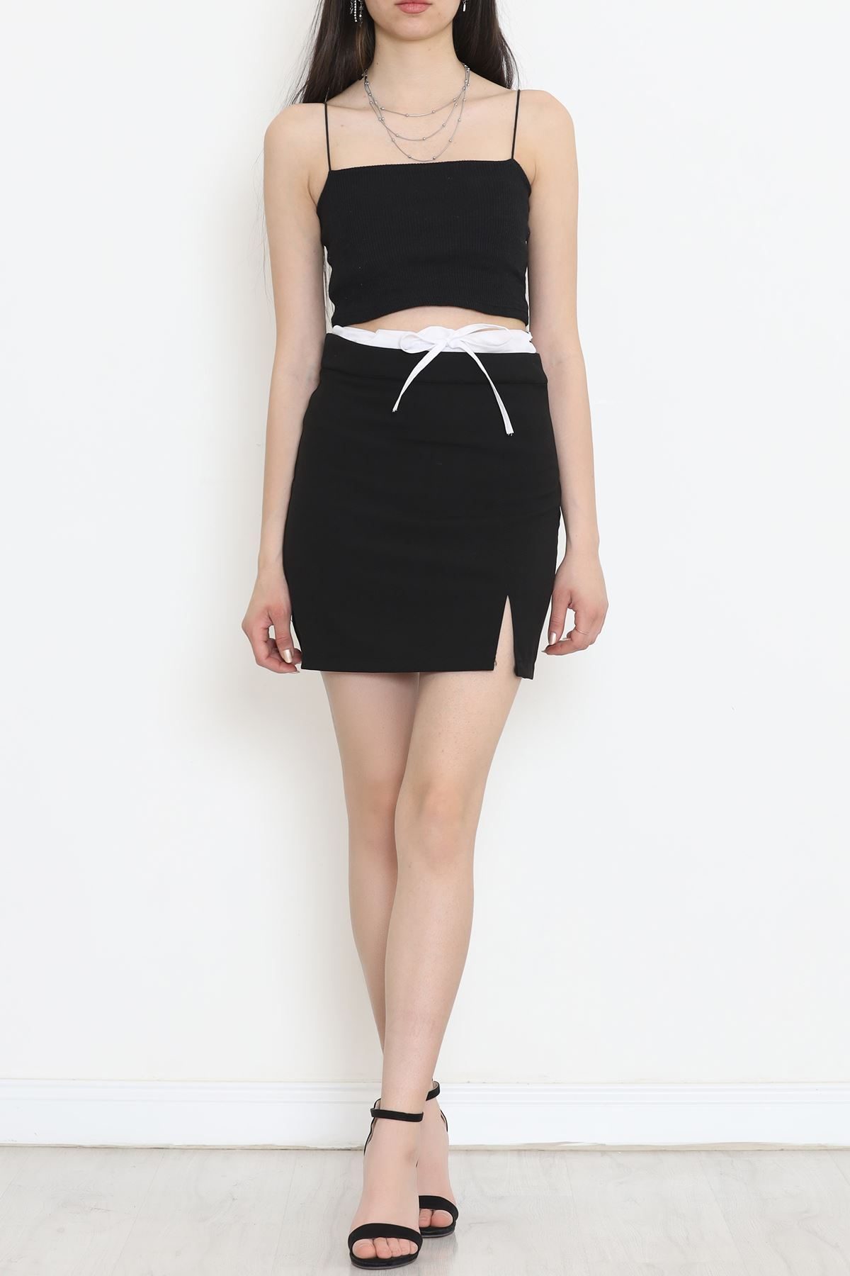 Skirt with Tie Waist Black