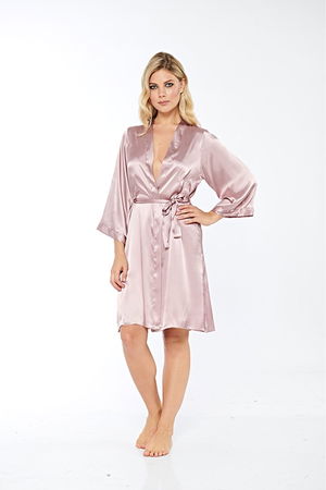 Mink Silk Satin Dressing Gown