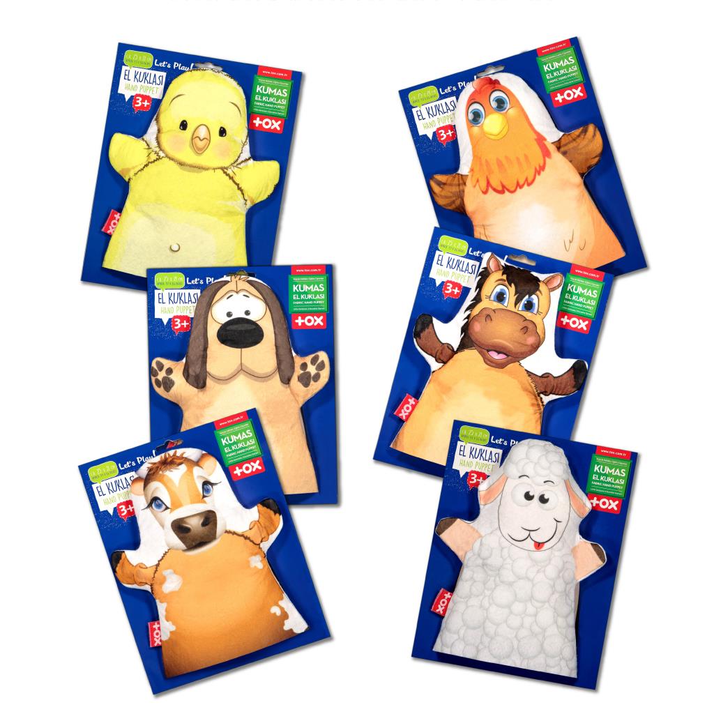 6 Piece Farm Animals Felt Hand Puppet Set , Educational Toy