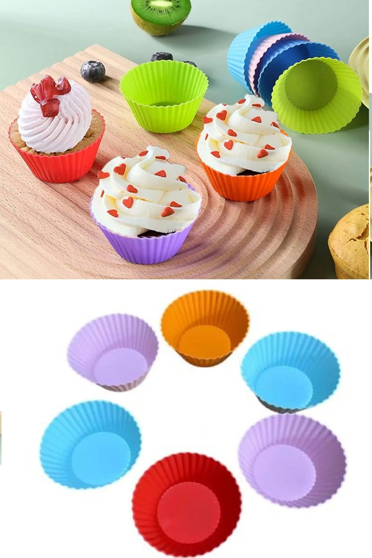 6 Pieces Washable Mini Serrated Muffin Mold- Ribbed Cake-Cupcake-Colorful Pastry Container