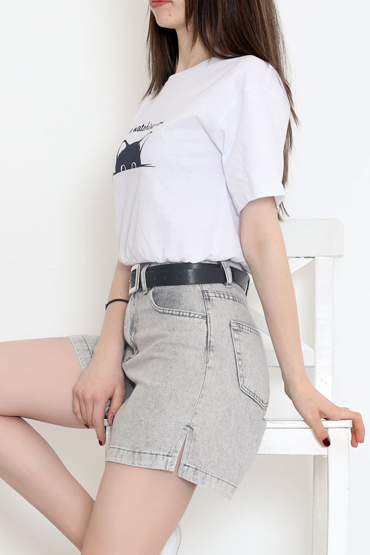 Elastic Waist T-Shirt White