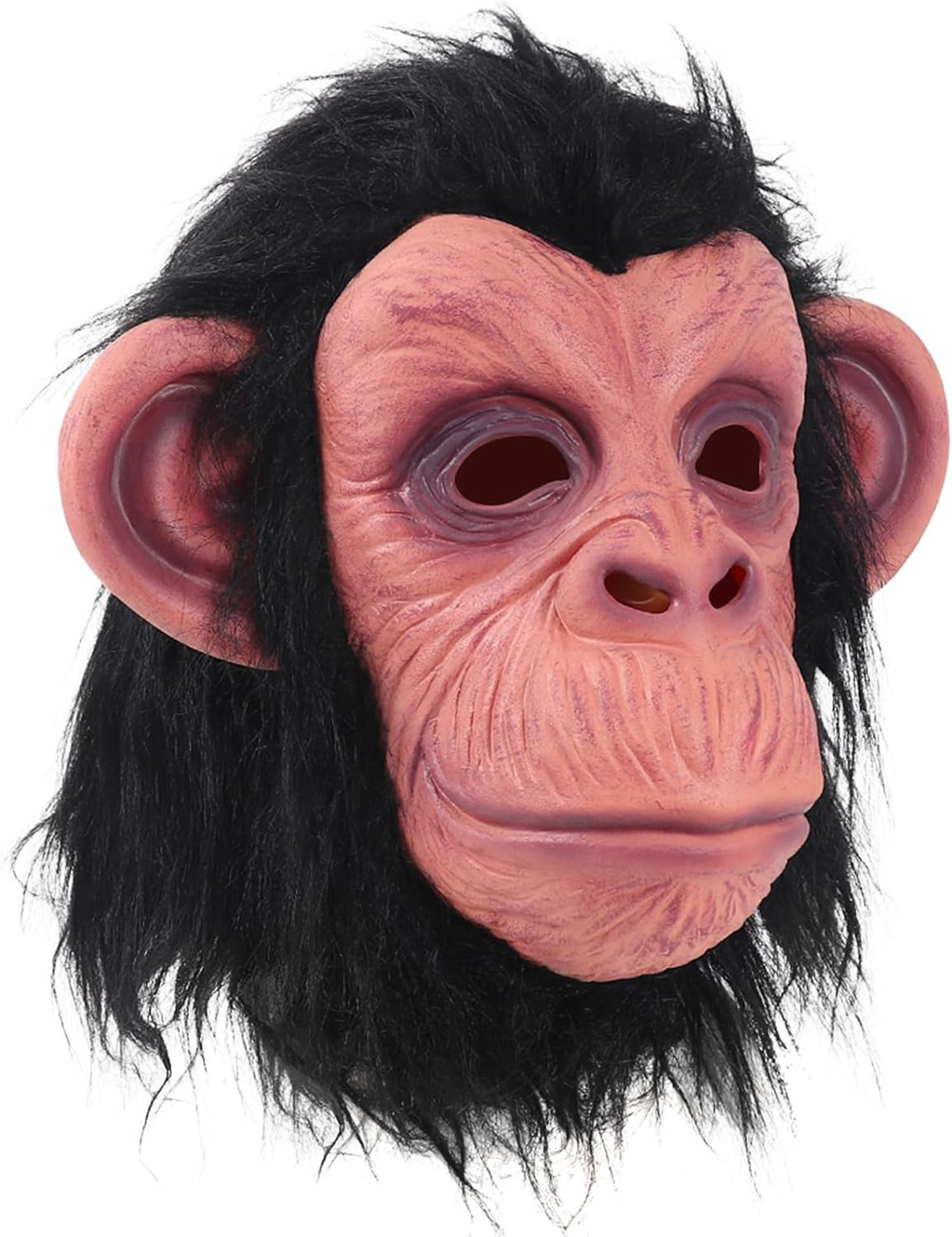 Full-Fit Latex Chimpanzee Mask with Black Hair - Latex Monkey Orangutan Gorilla Mask Meat Mask