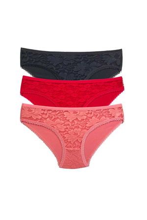 3 Pcs Lace Front Transparent Women Slip Panties S81