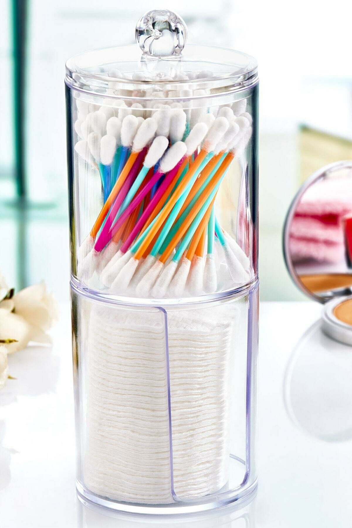 2-Tier Makeup Cotton Swab and Q-tip Organizer